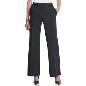 DKNY Womens Black Stretch Zippered Pocket Wide Leg High Waist Pants Size 12 $89